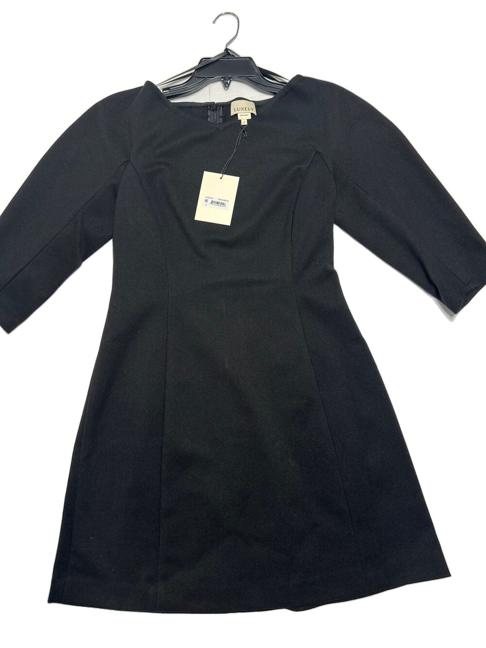 Luxely NWT Black Fit & Flare Dress Size 4 3/4 Sleeve Career Workwear